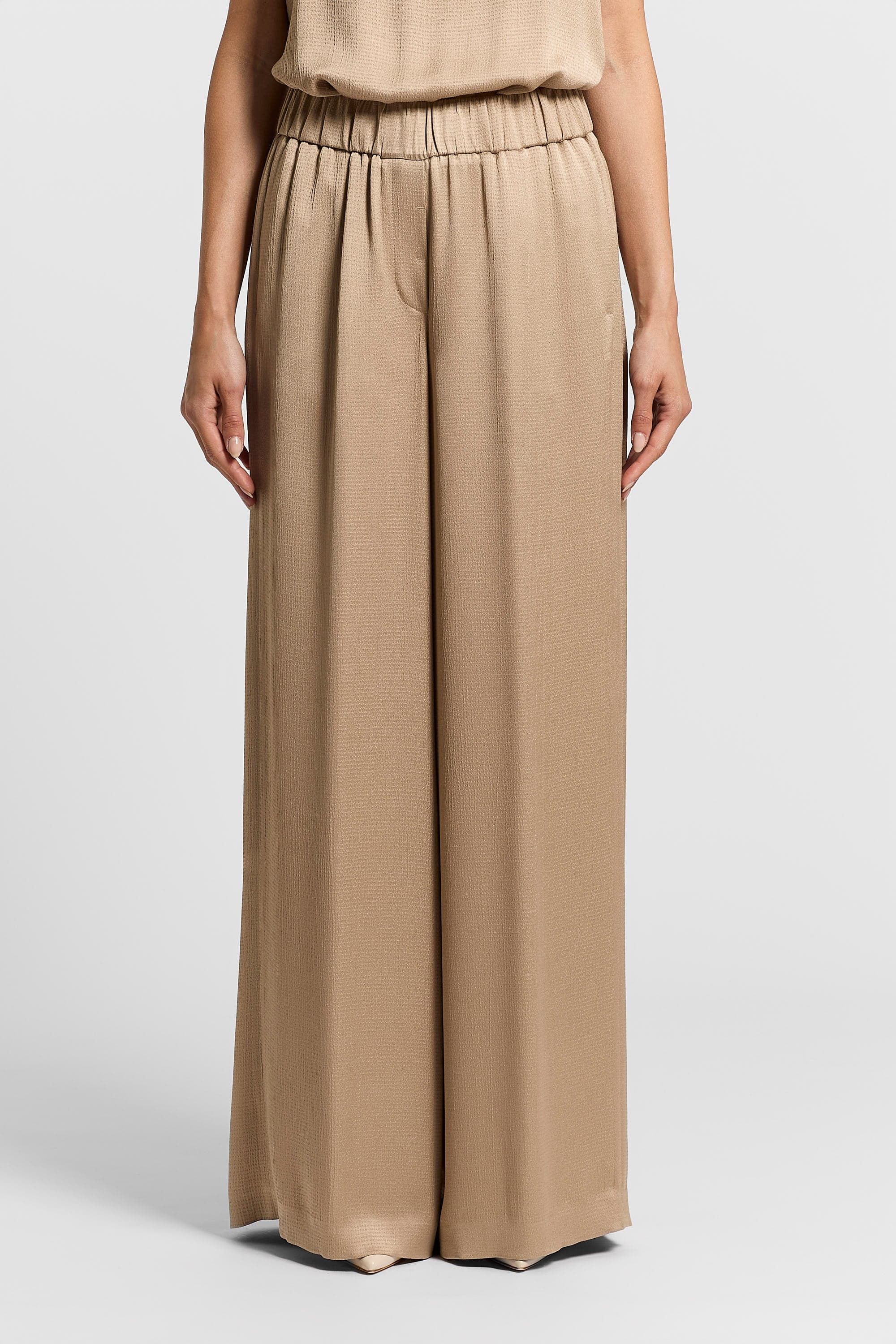 Woman pants Flowy pounded viscose blend satin Ink
