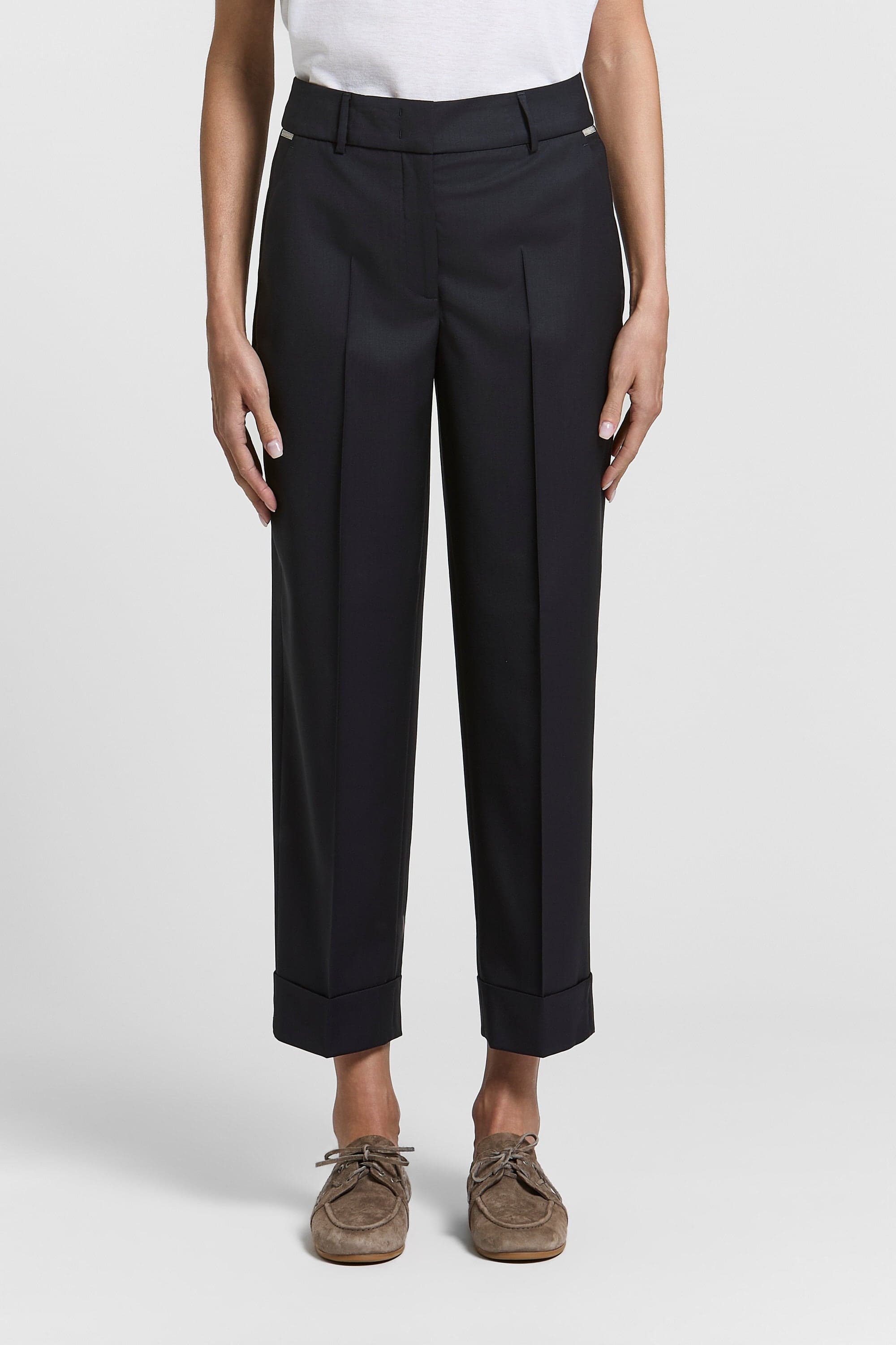 Woman pants "Loro Piana" tropical worsted pure merino wool Brown bark