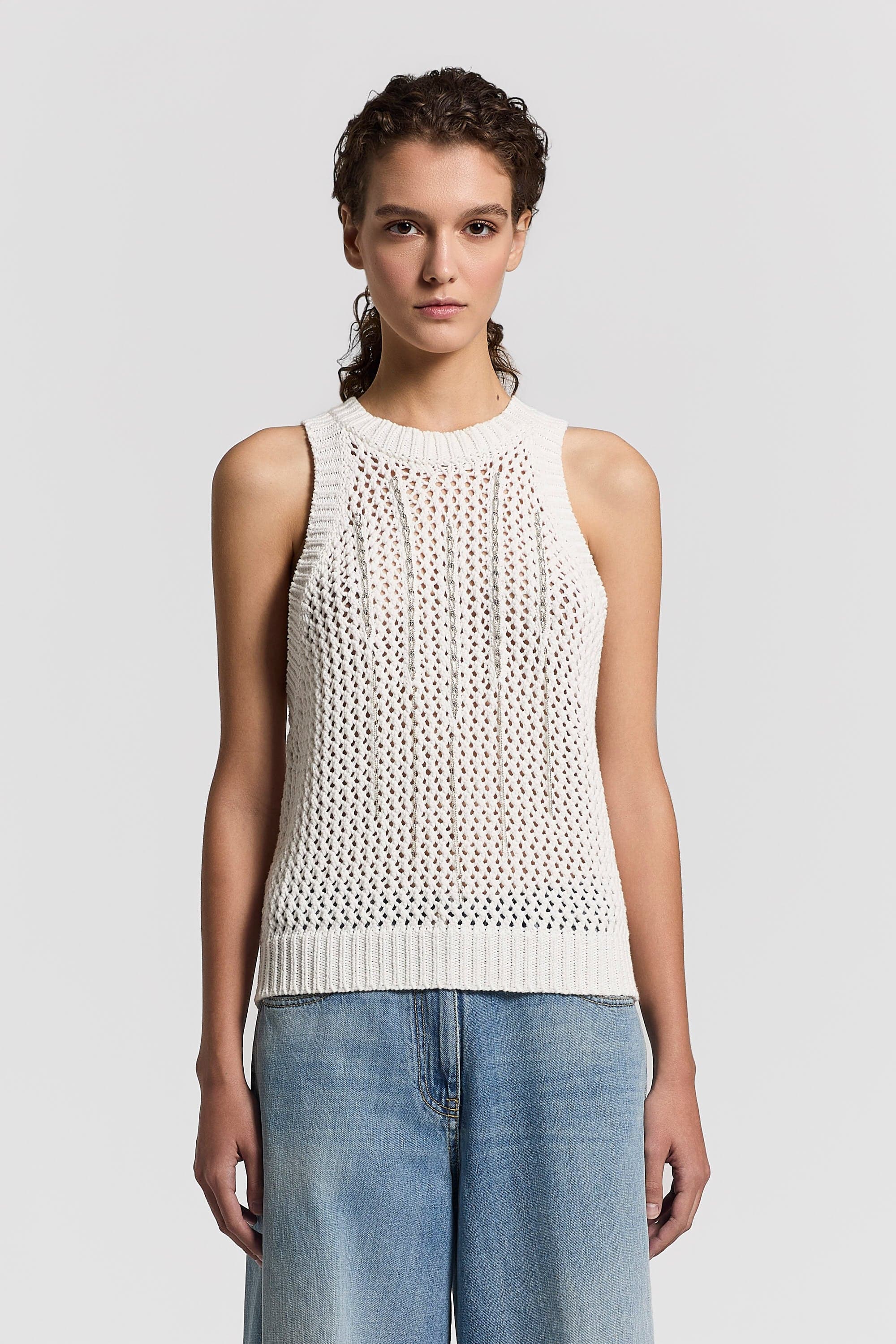 Knitted top Pure cotton tape Solar white